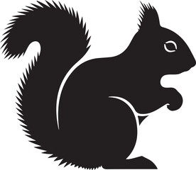 Black Silhouette Icon of a Squirrel on a White Background animal wildlife