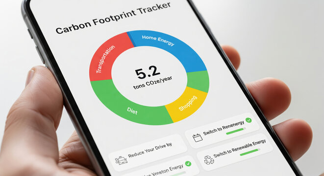 Carbon Footprint Tracker Application Showing Environmental Impact and Energy Consumption