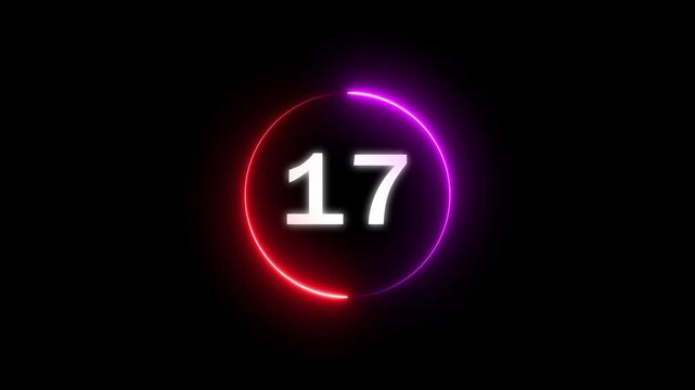 Timer number concept. Countdown timer from 24 to 0 number animation. 24 seconds timer clock animation.