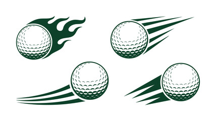 Flying golf ball sport icons