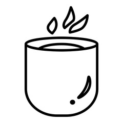 Outline of a glass filled with steaming tea.