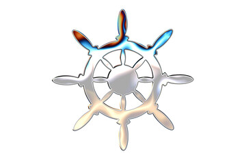 Obraz premium chrome ship steering wheel