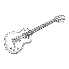 Naklejka premium electric guitar vector line art hand drawn illustration