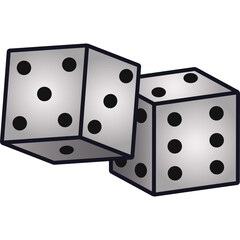 Two Silver Dice With Black Dots Showing Numbers Four and Five on Transparent Background