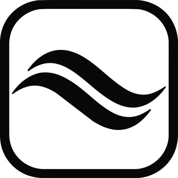 Simple black and white icon of two parallel wavy lines within a rounded square frame.