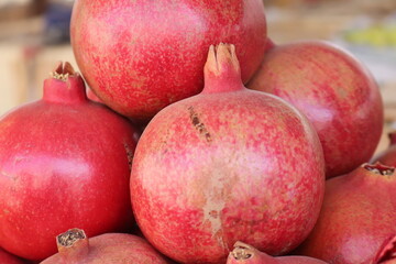 pomegranates on a market