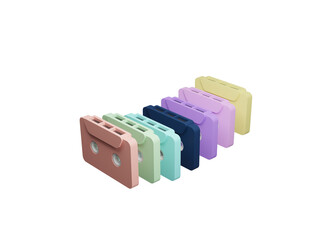 Classic old cassette tapes for music or audio recording with white background. Image 3D rendering.