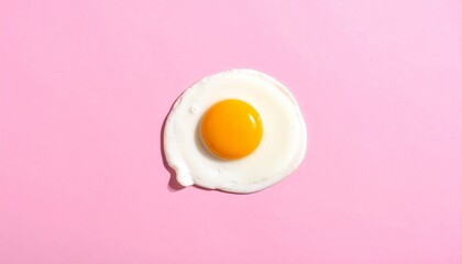 Sunny-side up fried egg on vibrant pink background, centered and minimal.
