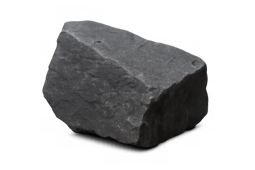 Dark slate stone piece, a single rough coal or mineral geology object isolated on transparent background