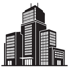 Obraz premium Black and White Vector Design of Modern City Buildings and Skyline