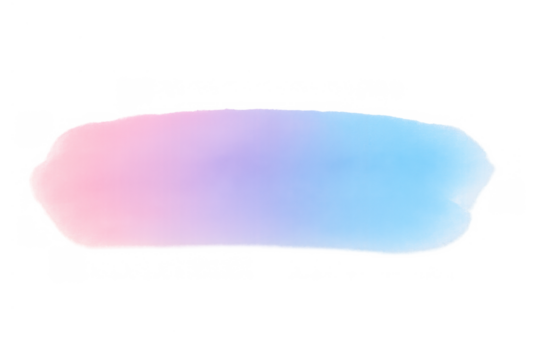 Abstract pastel brush stroke blending pink, purple, and blue gradient colors, forming a soft shape on transparent background