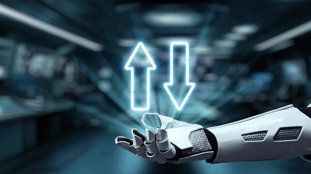 A futuristic robotic hand presents a striking visual representation of increased quality and reduced cost, emphasizing innovation in a high-tech environment. Auvana