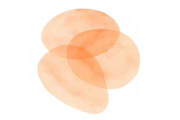 Abstract watercolor shapes overlapping on transparent background, soft organic design element