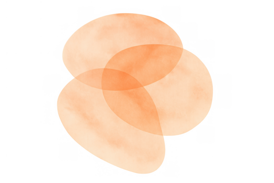 Abstract watercolor shapes overlapping on transparent background, soft organic design element