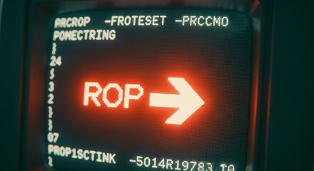 Illuminated ROP on computer screen. This image shows the command ROP, suggesting information transfer.