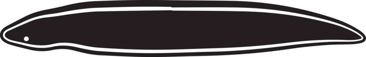 Obraz premium Black silhouette of a mussel shell with white outline