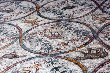 Ancient roman mosaic on the floor
