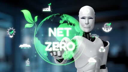 AI guides sustainability strategy with eco-intelligent tools and virtual assistants for achieving net zero goals and transforming digital business with green innovation. Epoch - Powered by Adobe