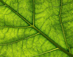 Detailed Close Up of Green Leaf Veins