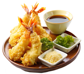 Japanese Tempura Platter golden crispy shrimps