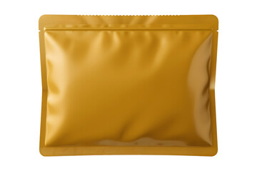 Obraz premium Golden resealable pouch for food packaging isolated on transparent background