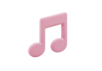 Cute 3d rendered pink music note symbol for sound and melody concepts