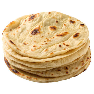 chapati or roti on isolated white background png