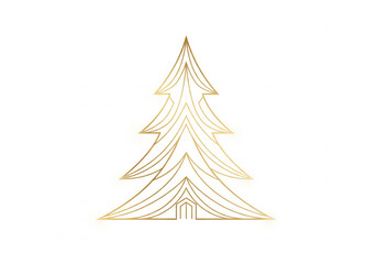 Fototapeta premium Abstract golden line art Christmas tree isolated on white background