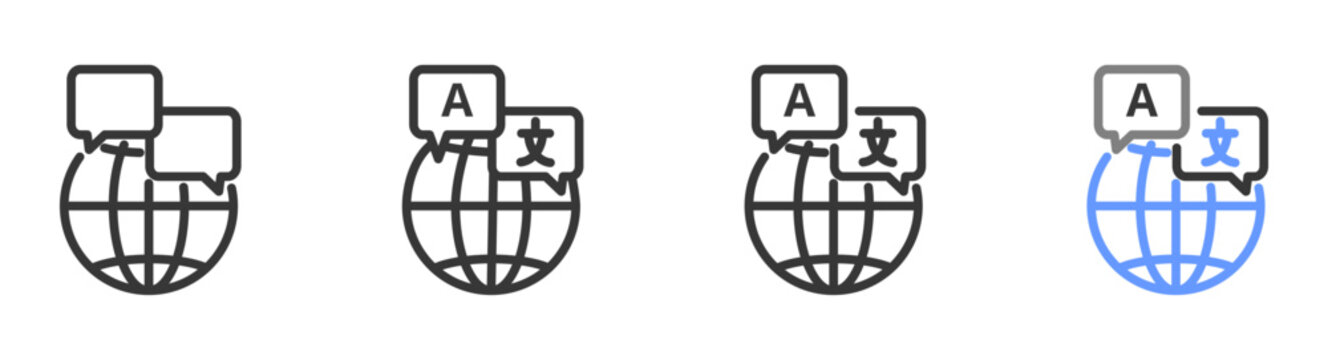 The Ultimate language Styles with Variations Line of icon set vector illustration