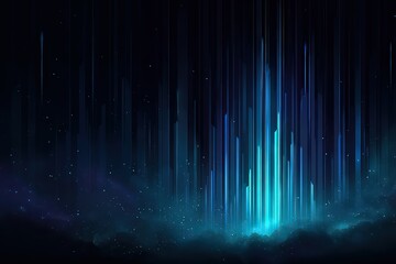 Abstract Glowing Vertical Bars of Light on Dark Background with Atmospheric Haze and Sparkles