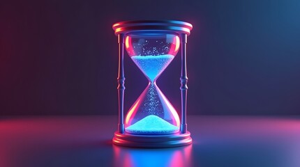 hourglass art in vibrant neon blue and pink light for project deadlines and countdown themes