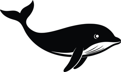 Black Whale Silhouette Icon – Ocean Animal Graphic Illustration