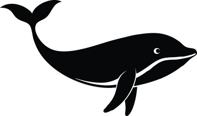 Fototapeta premium Black Whale Silhouette Icon – Ocean Animal Graphic Illustration