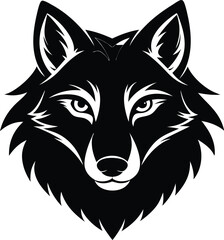 Wolf Head Silhouette – Fierce Wild Animal Illustration on White Background