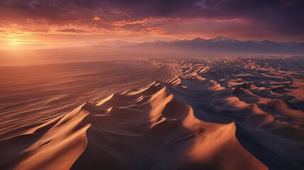 Abstract Dune Landscape at Sunset Orange Hues Across Geometric Forms Illuminated by Dramatic Lighting