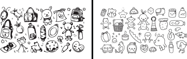 animal doodle vector, wildlife sketch set, pet and nature art, creative cartoon animals, funny character illustration, kids wildlife education, creative doodle drawing, animal collection outline, play