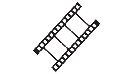 Fototapeta premium Film strip vector icon simple black and white design isolated on white background for movie and media projects