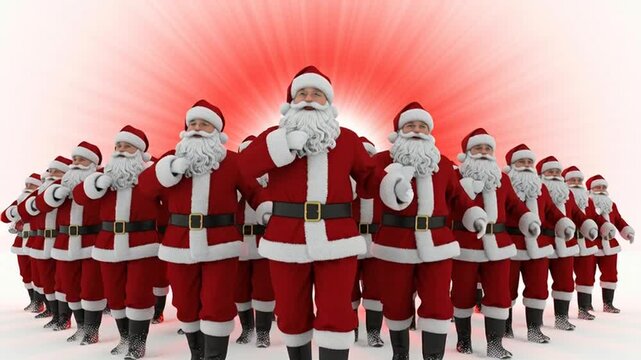 A Gathering of Santa Clauses A Festive Media Spectacle for Christmas Celebrations, 4K Footage