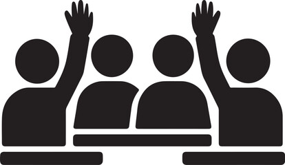 Vector illustration of a person holding a sign in a simple silhouette style