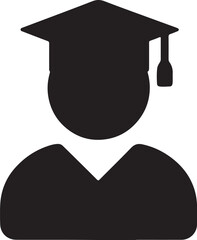 Graduation man icon with a student wearing a cap and tassel in a simple vector style