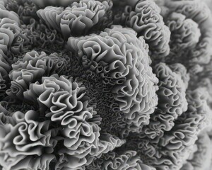 Abstract Grayscale Fractal Swirls Dense Aggregation of Curvilinear Forms with Deep Shadows and Intricate Texture in a Monochrome Composition