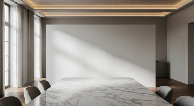 Modern minimalist bedroom with natural sunlight streaming through large windows and sleek design