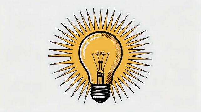 Bright glowing light bulb illustration symbolizing bright ideas