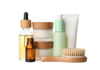 Assortment of skincare and cosmetic products for beauty and wellness routine