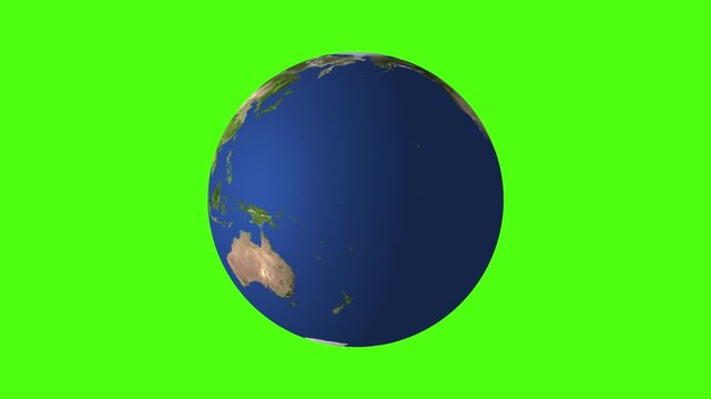 Planet Earth Globe Rotating on Green Screen world space