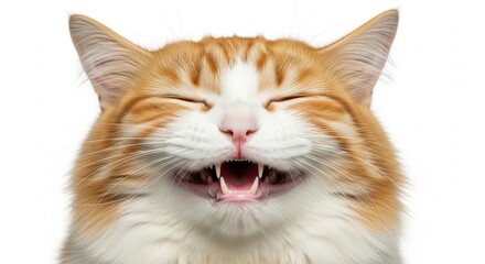 Joyful Orange Tabby Cat Laughing Close-up, Kitten, Feline, Animal