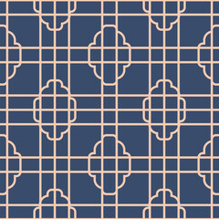Navy Pink Geometric Lattice Pattern