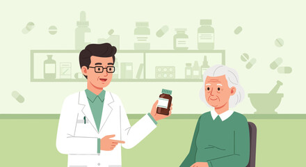 Pharmacist Explaining Medicine To Elderly Patient With Clear Information and Trust