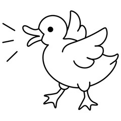Fototapeta premium Outline illustration of a duck quacking loudly 
