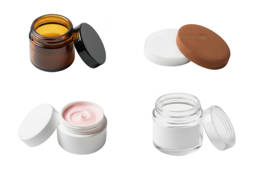 Cosmetic cream jars with lids for beauty and skincare products